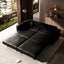 LLappuil King Size Pull Out Sofa Bed, Oversized Faux Leather 4 Seat Sofa Convertible Sleeper Sofa Bed Black