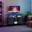 4-Drawer TV Stand with LED Lights, Built-in charging Dresser, Storage Organizer, Easy Assembly, for Bedroom/Entryway/Living Room, Black