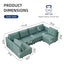 LLappuil Faux Leather Modular Sectional Sofa, Convertible U Shaped Sectional Couch with Storage, Modular Sectionals for Living Room, Faux Leather Fabric Waterproof Sofa, 6 Seat, Aqua Blue