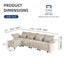 LLappuil Chenille L Shaped Modular Sectional Sofa 7 Seater Sectional Couch with Storage Ottoman, Deep Sectional Sofas for Living Room with Adjustable Armrest/Backrest