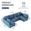 LLappuil Faux Leather Modular Sectional Sofa, Convertible U Shaped Sectional Couch with Storage, Modular Sectionals for Living Room, Faux Leather Fabric Waterproof Sofa, 6 Seat, Aqua Blue