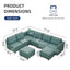 LLappuil Faux Leather Modular Sectional Sofa, Convertible U Shaped Sectional Couch with Storage, Modular Sectionals for Living Room, Faux Leather Fabric Waterproof Sofa, 6 Seat, Aqua Blue