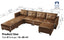 LLappuil Faux Leather Modular Sectional Sofa with Storage, Modern Brown Faux Leather, Reversible Chaise, U Shaped Couch for Living Room, Waterproof & Easy Clean, with Ottoman