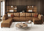 LLappuil Faux Leather Modular Sectional Sofa with Storage, Modern Brown Faux Leather, Reversible Chaise, U Shaped Couch for Living Room, Waterproof & Easy Clean, with Ottoman