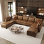 LLappuil Faux Leather Modular Sectional Sofa with Storage, Modern Brown Faux Leather, Reversible Chaise, U Shaped Couch for Living Room, Waterproof & Easy Clean, with Ottoman