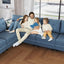 LLappuil Faux Leather Modular Sectional Sofa, Convertible U Shaped Sectional Couch with Storage, Modular Sectionals for Living Room, Faux Leather Fabric Waterproof Sofa, 6 Seat, Aqua Blue