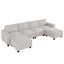 LLappuil Washable Modular Sectional Sleeper Sofa, Convertible Sectional Couches for Living Room, Breathable Soft Fabric Sofa, with 3 Extra Deep Seats and 3 Storage Ottomans, Removable, Beige