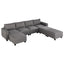 LLappuil Washable Modular Sectional Sleeper Sofa, Convertible Sectional Couches for Living Room, Breathable Soft Fabric Sofa, with 3 Extra Deep Seats and 3 Storage Ottomans, Removable, Beige