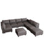 LLappuil Washable Modular Sectional Sleeper Sofa, Convertible Sectional Couches for Living Room, Breathable Soft Fabric Sofa, with 3 Extra Deep Seats and 3 Storage Ottomans, Removable, Beige