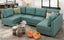 LLappuil Faux Leather Modular Sectional Sofa, Convertible U Shaped Sectional Couch with Storage, Modular Sectionals for Living Room, Faux Leather Fabric Waterproof Sofa, 6 Seat, Aqua Blue