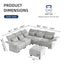 LLappuil Chenille L Shaped Modular Sectional Sofa 7 Seater Sectional Couch with Storage Ottoman, Deep Sectional Sofas for Living Room with Adjustable Armrest/Backrest