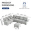 LLappuil Chenille L Shaped Modular Sectional Sofa 7 Seater Sectional Couch with Storage Ottoman, Deep Sectional Sofas for Living Room with Adjustable Armrest/Backrest