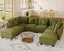 LLappuil Modular Sectional Sofa, 8 Seat Corduroy Sectional Sofa with Storage, 8 Back Cushion 8 Throw Pillow Green