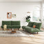 LLappuil 2 Piece 71" Corduroy Futon Convertible Sofa Bed, Loveseat Sleeper Sofa Couch for Living Room Apartment Green