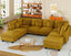 LLappuil Modular Sectional Sofa, 8 Seat Corduroy Sectional Sofa with Storage, 8 Back Cushion 8 Throw Pillow Yellow