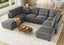 LLappuil Modular Sectional Sofa, 8 Seat Corduroy Sectional Sofa with Storage, 8 Back Cushion 8 Throw Pillow Gray