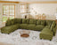 LLappuil Modular Sectional Sofa, 9 Seat Corduroy Sectional Sofa with Storage, 9 Back Cushion 9 Throw Pillow Green
