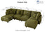 LLappuil Corduroy Modular Sectional Sofa with Storage Seats, Convertible Modular U Shaped Sectional Couch for Living Room, 8 Seat Oversized Sofa with 6 Back Cushion 6 Throw Pillow, Yellow