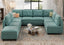 LLappuil Faux Leather Modular Sectional Sofa, Convertible U Shaped Sectional Couch with Storage, Modular Sectionals for Living Room, Faux Leather Fabric Waterproof Sofa, 6 Seat, Aqua Blue