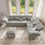 LLappuil Chenille L Shaped Modular Sectional Sofa 7 Seater Sectional Couch with Storage Ottoman, Deep Sectional Sofas for Living Room with Adjustable Armrest/Backrest