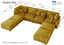 LLappuil Corduroy Modular Sectional Sofa with Storage Seats, Convertible Modular U Shaped Sectional Couch for Living Room, 8 Seat Oversized Sofa with 6 Back Cushion 6 Throw Pillow, Yellow