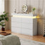 LLappuil TV Stand with Drawers, 6 Drawer Dresser for Bedroom, Chest of Drawers with LED Light White