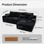 LLappuil 96" Sectional Sofa, Modular Sectional Couch with Left Chaise, Deep Seat Corduroy Cloud Sofa for Living Room Black