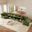 LLappuil Modular Sectional Sofa, Oversiezed Curved Sectional Couch with Storage & Hexagon Seat, Corduroy Sectional Sofa with Adjustable Arms & Backs for Living Room Green
