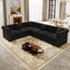 LLappuil 115" Sectional Sofa, Oversized Sectional Couch with Pull Out Sofa Bed King Size, Velvet Button Tufted Chesterfield Sofa Couch with Trim Rolled Arms for Living Room Black