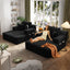 LLappuil 2 Piece Chaise Lounge Chair Indoor, Corduroy Boneless Sofa Bed, Deep Seat Sleeper Couch Reading Chairs, Cloud Sofas Couches for Living Room, No Assembly Required Black