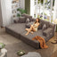LLappuil 2 Piece Chaise Lounge Chair Indoor, Corduroy Boneless Sofa Bed, Deep Seat Sleeper Couch Reading Chairs, Cloud Sofas Couches for Living Room, No Assembly Required Brown