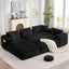 LLappuil Sectional Sofa, Oversized 138" Sectional Couch Convertible Sofa Bed, 6 Seat Corduroy Sofa Couch with Side Pocket for Living Room, No Assembly Black