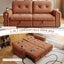LLappuil 77" Pull Out Sofa Bed Queen Size, Loveseat Sofa Convertible Sofa Bed with USB Port Cupholders, Chenille Sofa Couch for Living Room Orange