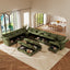 LLappuil Modular Sectional Sofa, Sectional Couch with Storage Seat, Oversized Corduroy Sofa Couch with Adjustable Arms Backs for Living Room Green