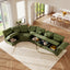 LLappuil Modular Sectional Sofa, Oversiezed Curved Sectional Couch with Storage & Hexagon Seat, Corduroy Sectional Sofa with Adjustable Arms & Backs for Living Room Green