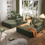 LLappuil 2 Piece Chaise Lounge Chair Indoor, Corduroy Boneless Sofa Bed, Deep Seat Sleeper Couch Reading Chairs, Cloud Sofas Couches for Living Room, No Assembly Required Green