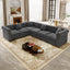 LLappuil 115" Sectional Sofa, Oversized Sectional Couch with Pull Out Sofa Bed King Size, Velvet Button Tufted Chesterfield Sofa Couch with Trim Rolled Arms for Living Room Gray