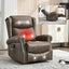 LLappuil Recliner Chair, 360° Swivel Massage Recliner Chair with Heat, Genuine Leather Nursery Glider Rocker Manual Recliner Chair with Side Pockets for Living Room, Bedroom Gray