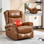LLappuil Recliner Chair, 360° Swivel Massage Recliner Chair with Heat, Genuine Leather Nursery Glider Rocker Manual Recliner Chair with Side Pockets for Living Room, Bedroom Light Brown