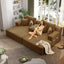 LLappuil 2 Piece Chaise Lounge Chair Indoor, Corduroy Boneless Sofa Bed, Deep Seat Sleeper Couch Reading Chairs, Cloud Sofas Couches for Living Room, No Assembly Required Camel