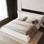 LLappuil Upholstered Platform Bed King Size, Oversized Wood Bed Frame with Headboard White