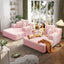 LLappuil 2 Piece Chaise Lounge Chair Indoor, Corduroy Boneless Sofa Bed, Deep Seat Sleeper Couch Reading Chairs, Cloud Sofas Couches for Living Room, No Assembly Required Pink