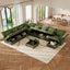 LLappuil Modular Sectional Sofa, Sectional Couch with Storage Seat, Oversized Corduroy Sofa Couch with Adjustable Arms Backs for Living Room Green