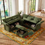 LLappuil Modular Sectional Sofa, Sectional Couch with Storage Seat, Oversized Corduroy Sofa Couch with Adjustable Arms Backs for Living Room Green