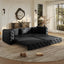 LLappuil 89" Faux Leather Chesterfield Sofa, Oversized Pull Out Sofa Bed King Size, Loveseat Sofa Couch Convertible Sofa Bed for Living Room Black