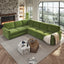 LLappuil Sectional Sofa Couch, Oversized Chenille Sofa with Pull Out Sofa Bed for Living Room Olive