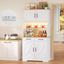 LLappuil 72.8" Kitchen Pantry, Kitchen Pantry Storage Cabinet with LED Light & Outlet, Kitchen Hutch with 6 Hooks, Drawer, Adjustable Shelves White
