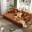 LLappuil 2 Piece Chaise Lounge Chair Indoor, Corduroy Boneless Sofa Bed, Deep Seat Sleeper Couch Reading Chairs, Cloud Sofas Couches for Living Room, No Assembly Required Orange