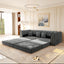LLappuil Modular Sectional Sofa, Oversized Floor Sofa Convertible Sleeper Sofa Bed King Size, Velvet 3 Seater Sofa with Movable Ottoman for Living Room