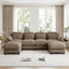 LLappuil 136" Sectional Sofa, U Shaped Modular Sectional Couch with Double Movable Ottoman, Cloud Chenille Sofa Couch for Living Room